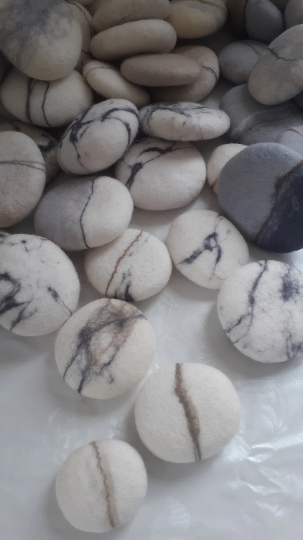 Felted stones samples