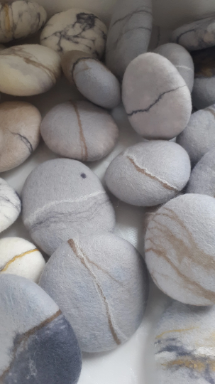 Felted stones samples